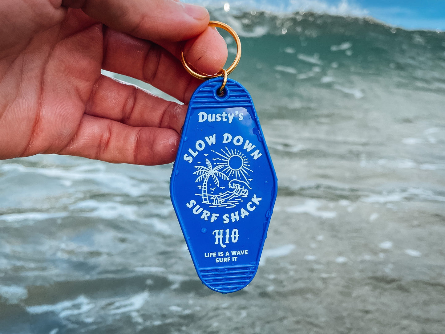 Slow Down Surf Shack Motel Keychain