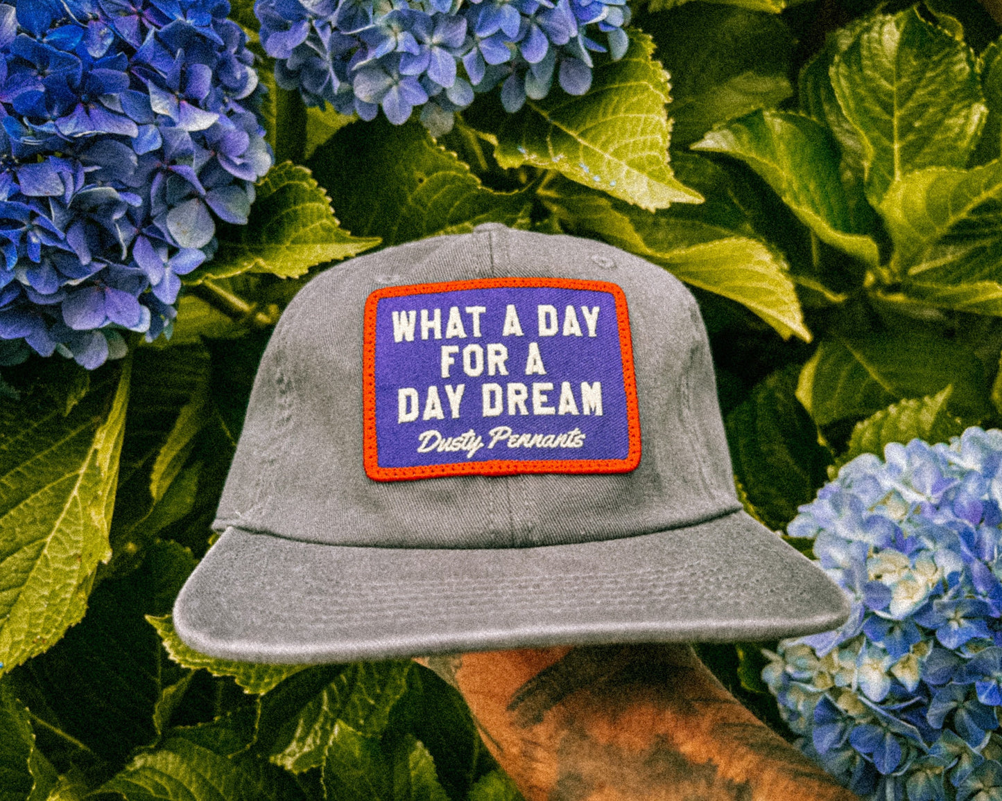 What a day for a daydream Patch Cap | faded unstructured vintage style navy baseball hat.