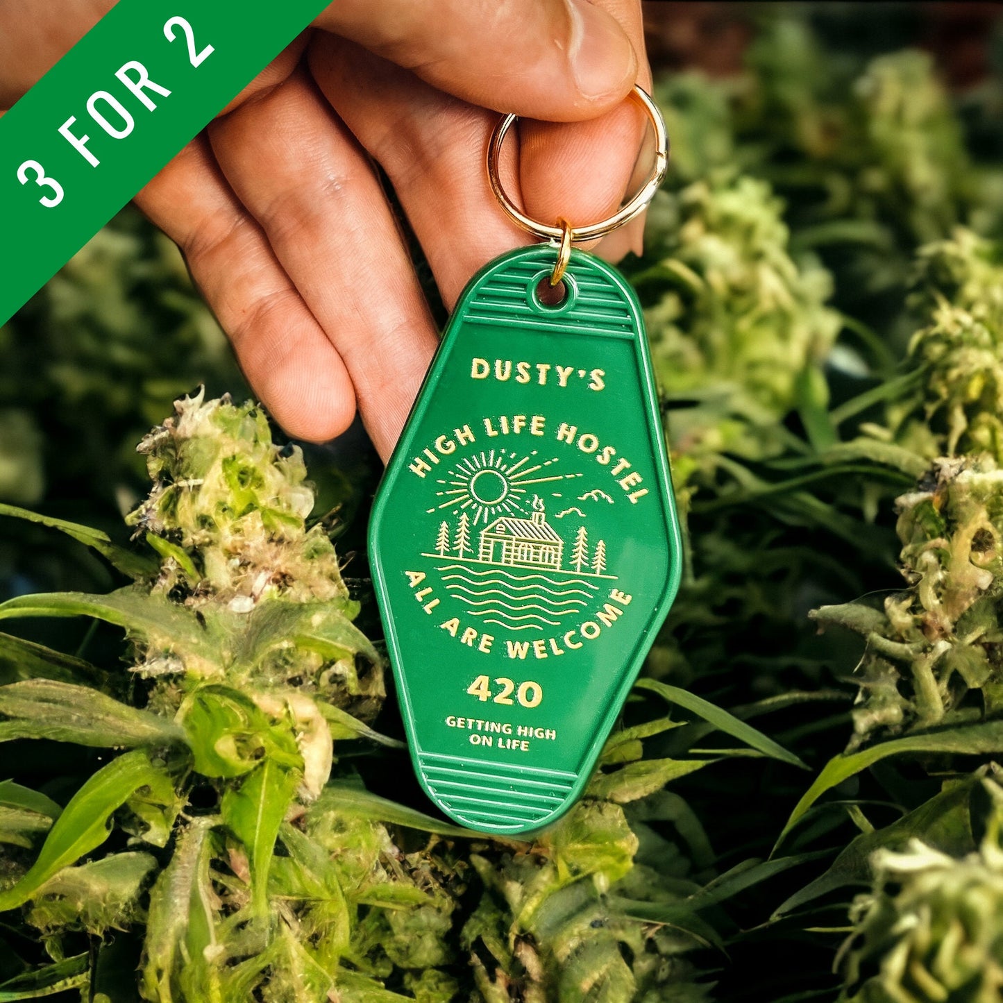 High Life Hostel Motel Keychain