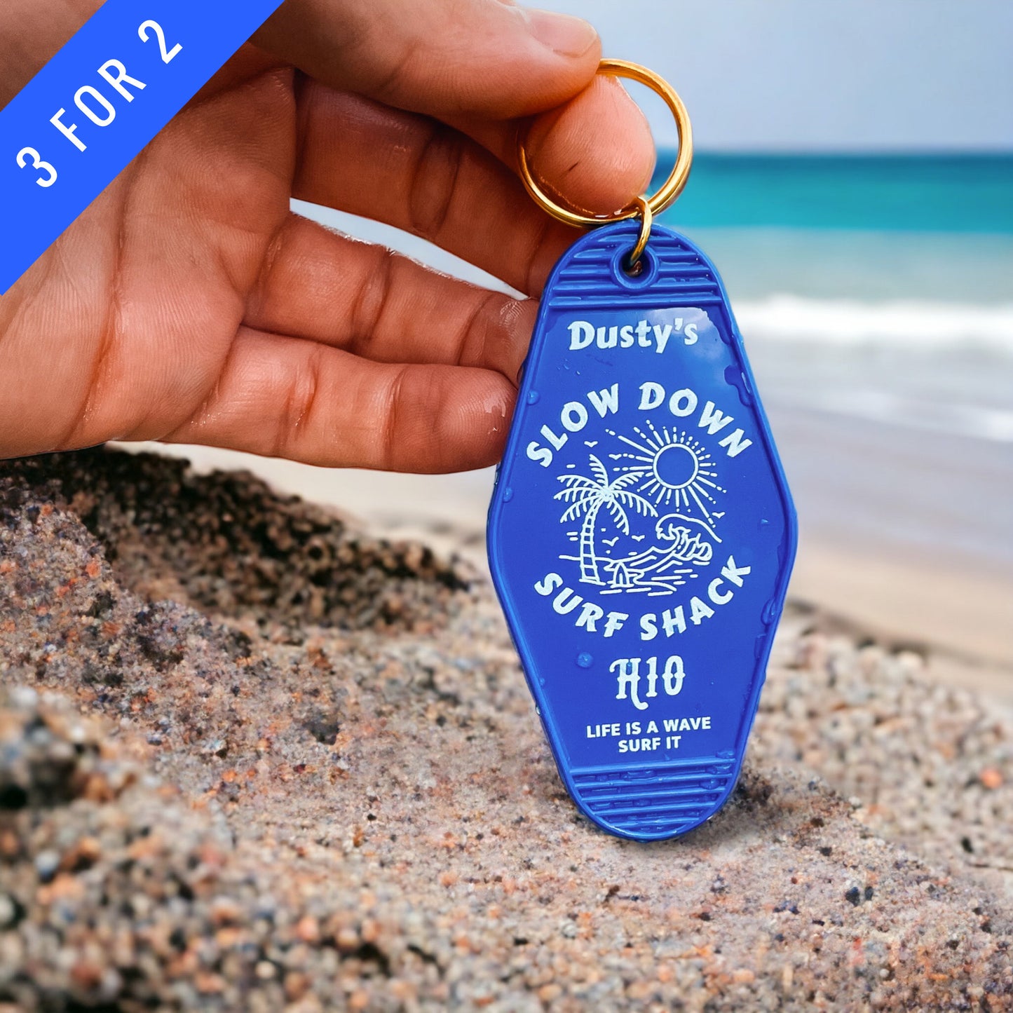 Slow Down Surf Shack Motel Keychain