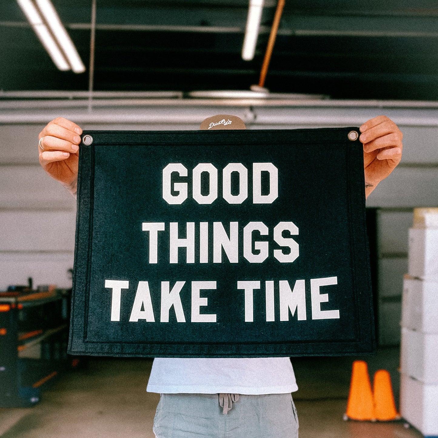 Good Things Take Time Felt Banner Flag