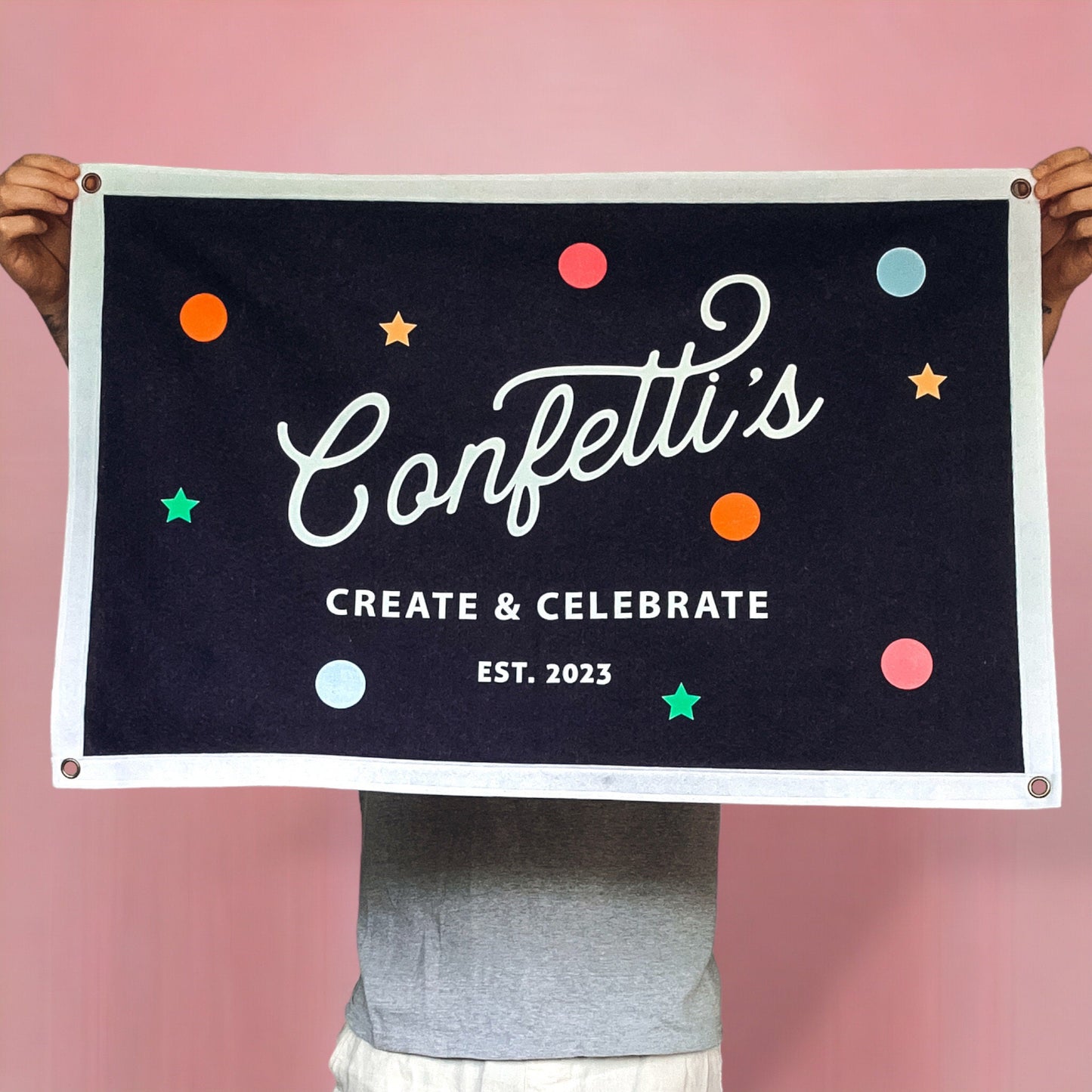 Giant Custom Printed Felt Banner | Felt Pennant Flag Banner | Vintage Banner | Wall Decor | 34” X 22” Wall Hanging