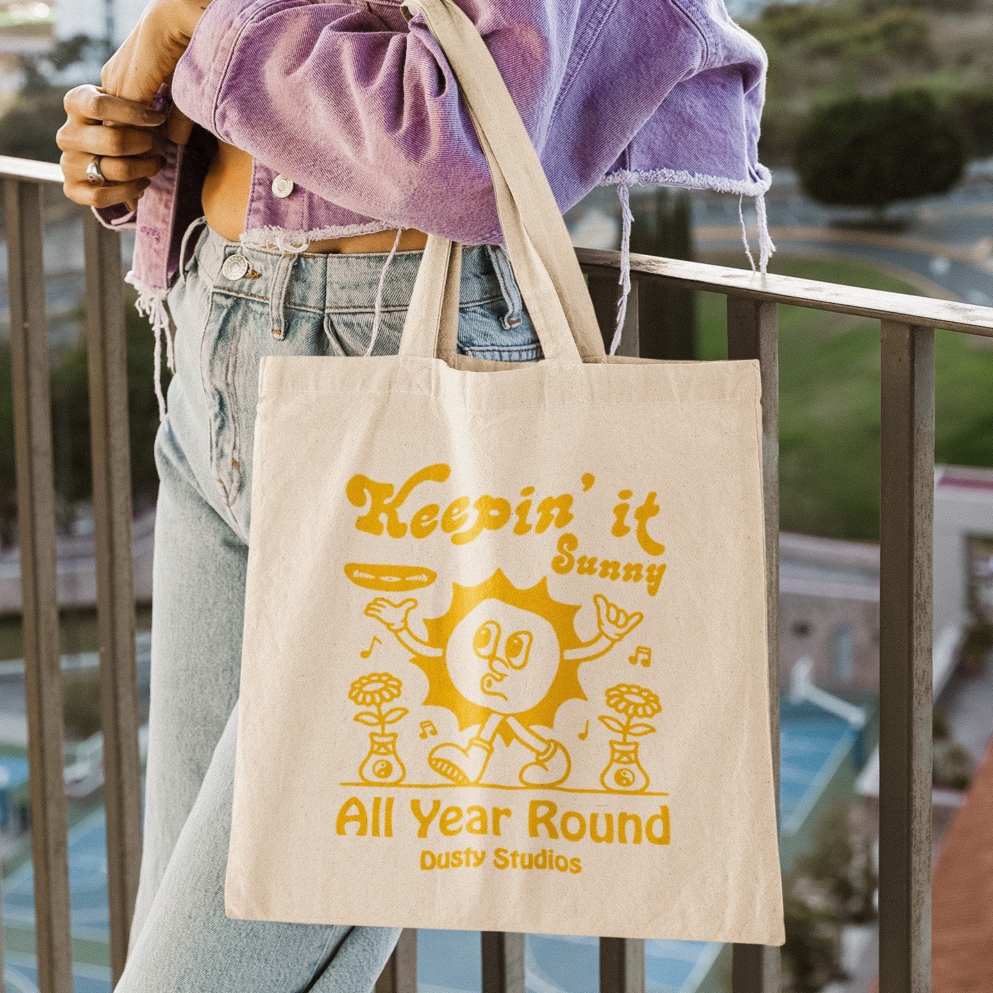 Keep it Sunny Tote Bag | positive 100% natural cotton tote bag for shopping