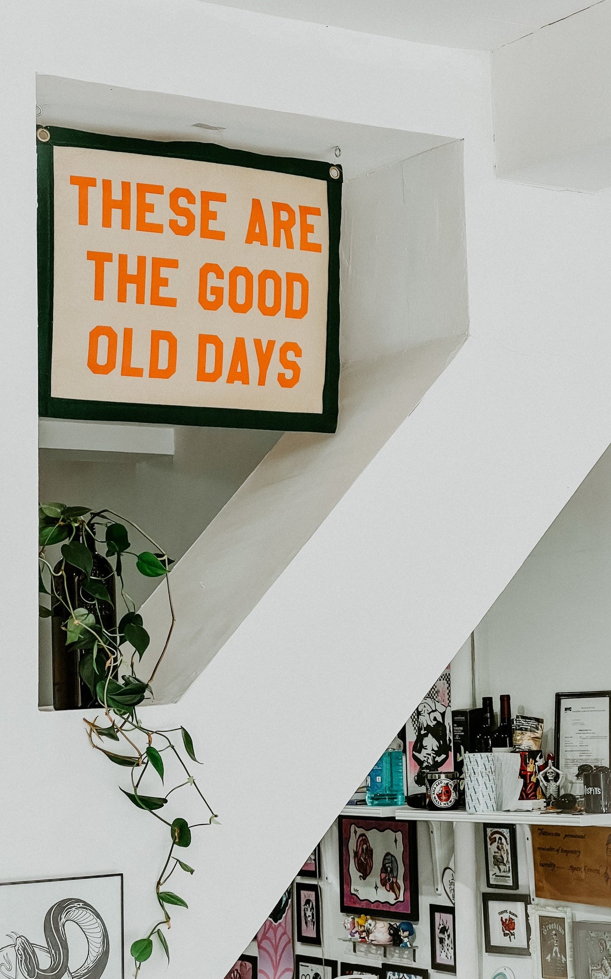 These Are The Good Old Days Felt Pennant Banner | Vintage Style Wall Decor I FREE SHIPPING