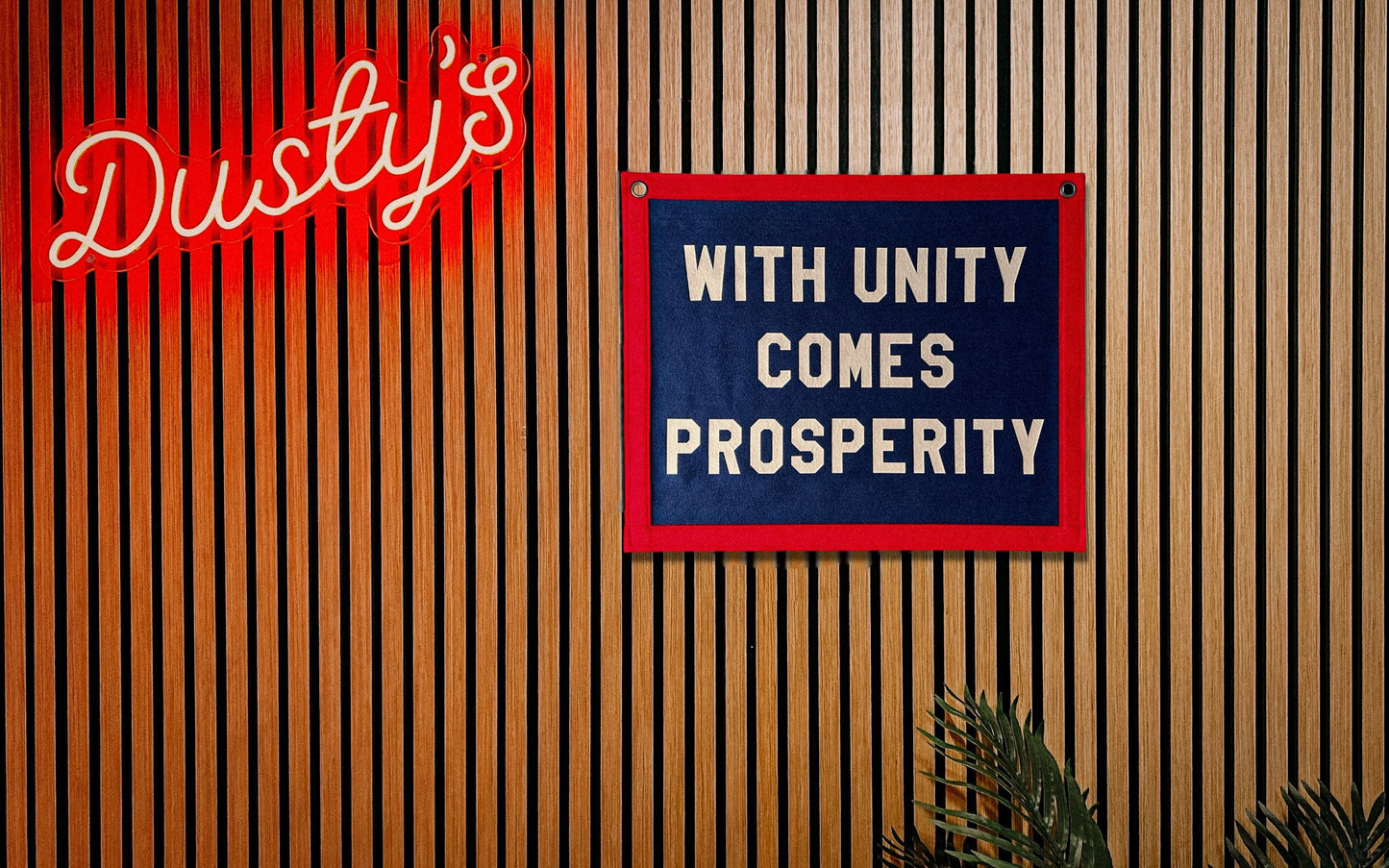 With Unity comes Prosperity Banner | Felt Pennant Flag Banner | Vintage Banner | Wall Decor | Wall Hanging