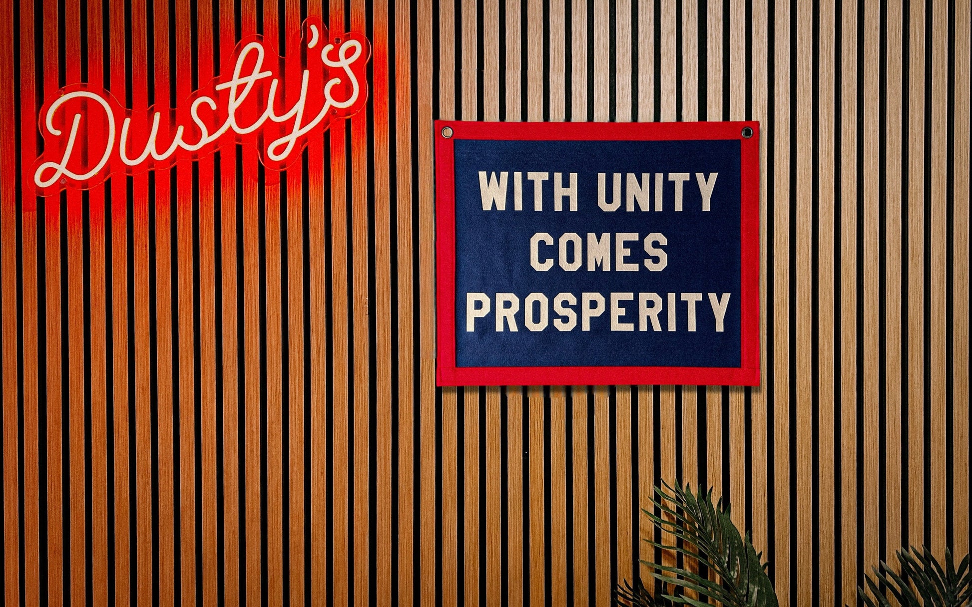 With Unity comes Prosperity Banner | Felt Pennant Flag Banner | Vintage Banner | Wall Decor | Wall Hanging