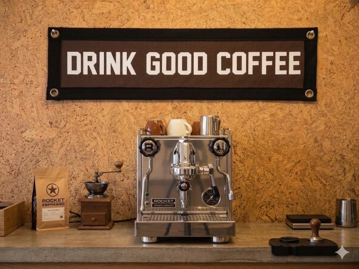 Drink Good Coffee Felt Banner | Vintage Style Doorway Decor