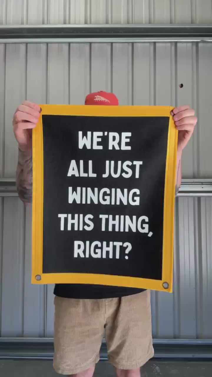Winging It Banner | Felt Pennant Flag Banner | Vintage Banner | Wall Decor | Wall Hanging